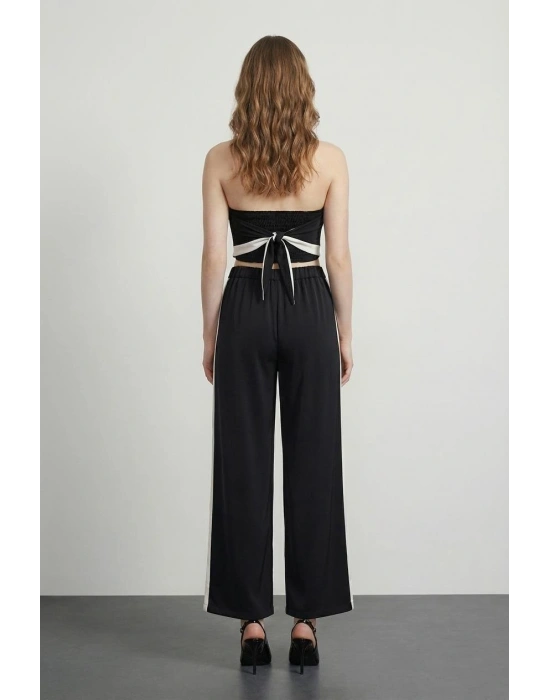 Kontrast Detaylı Pantolon Siyah