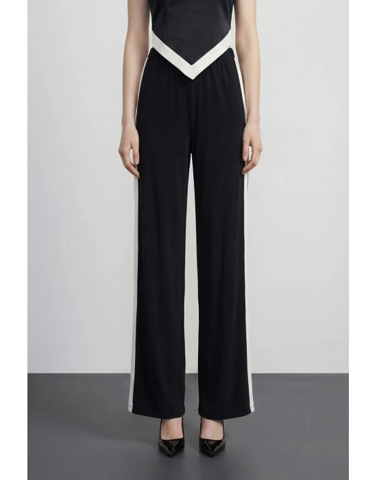 Kontrast Detaylı Pantolon Siyah