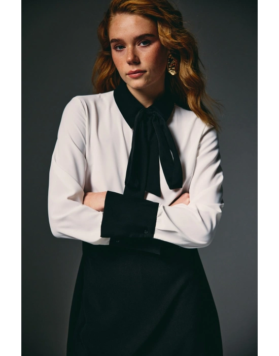 Kontrast Klasik Gömlek - Ekru