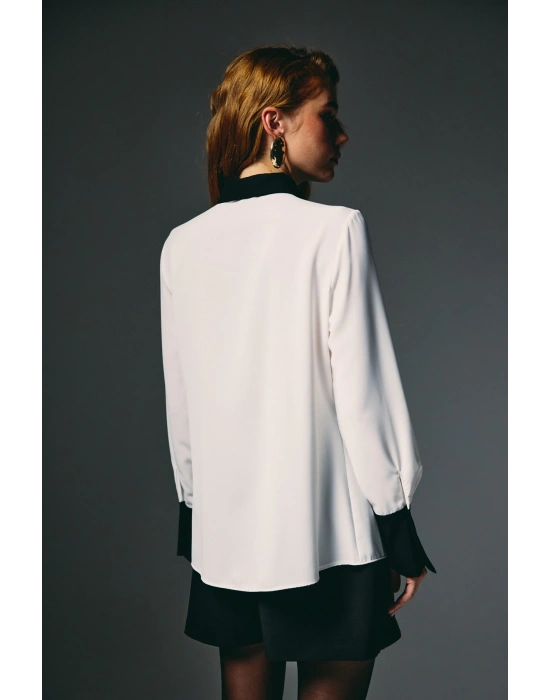 Kontrast Klasik Gömlek - Ekru
