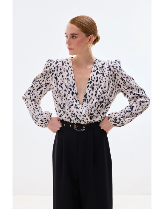 Kruvaze Bodysuit Bluz - Ekru