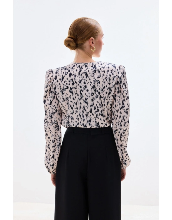 Kruvaze Bodysuit Bluz - Ekru