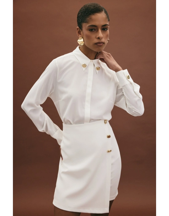 Lucy Mini Etek - Ekru