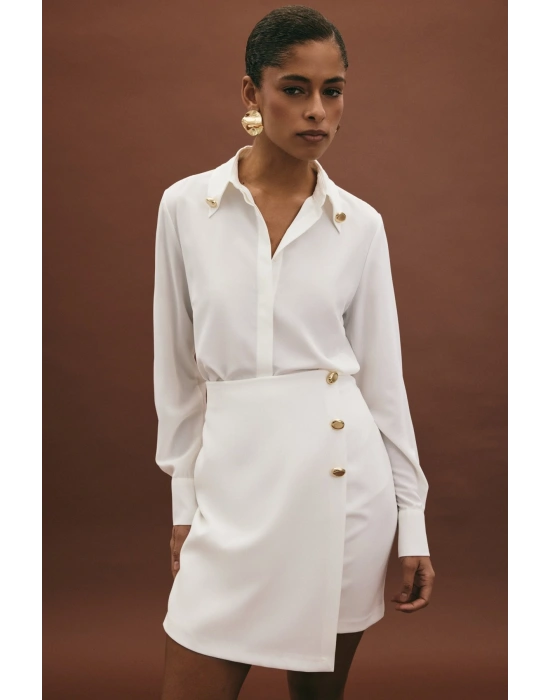 Lucy Mini Etek - Ekru