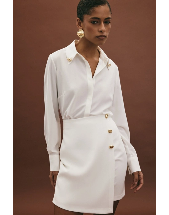 Lucy Mini Etek - Ekru