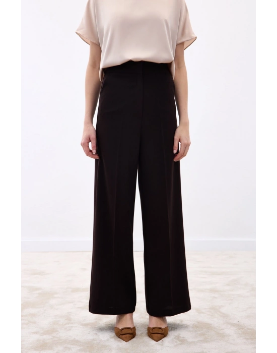 Palazzo Krep Pantolon - Kahve