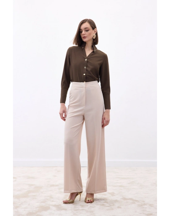 Palazzo Krep Pantolon - Taş