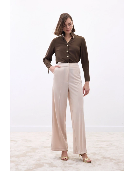 Palazzo Krep Pantolon - Taş