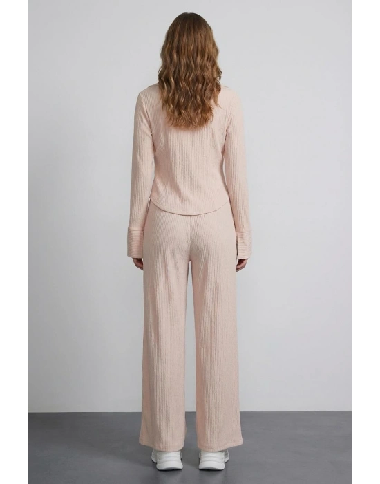 Pile Detaylı Pantolon Bej
