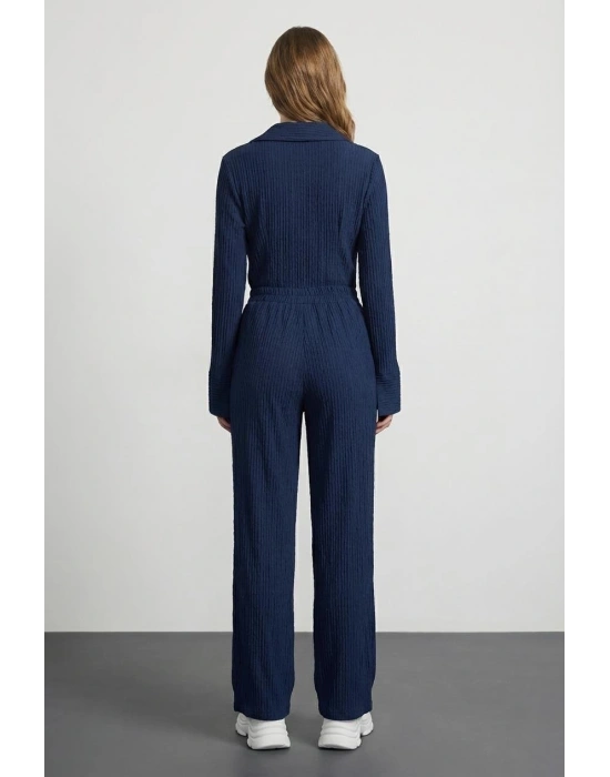 Pile Detaylı Pantolon Lacivert