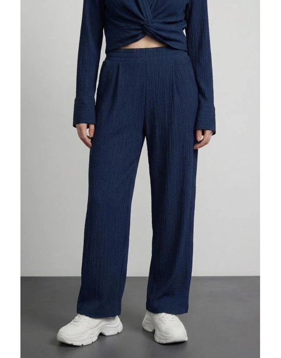 Pile Detaylı Pantolon Lacivert