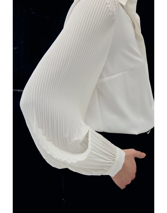 Pilise Kollu Gömlek - Ekru