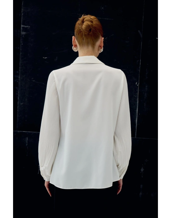 Pilise Kollu Gömlek - Ekru