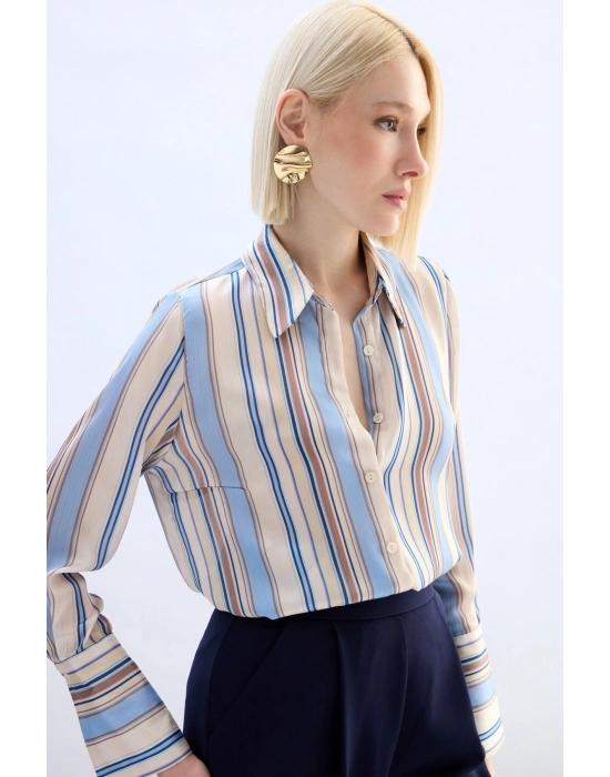 Renkli Çizgili Gömlek - Bebe Mavi