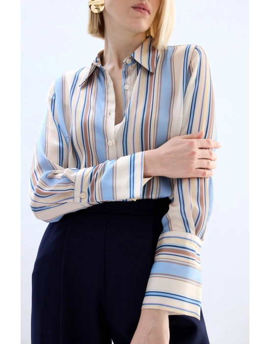 Renkli Çizgili Gömlek - Bebe Mavi