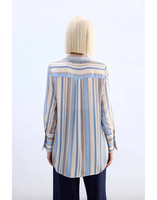 Renkli Çizgili Gömlek - Bebe Mavi