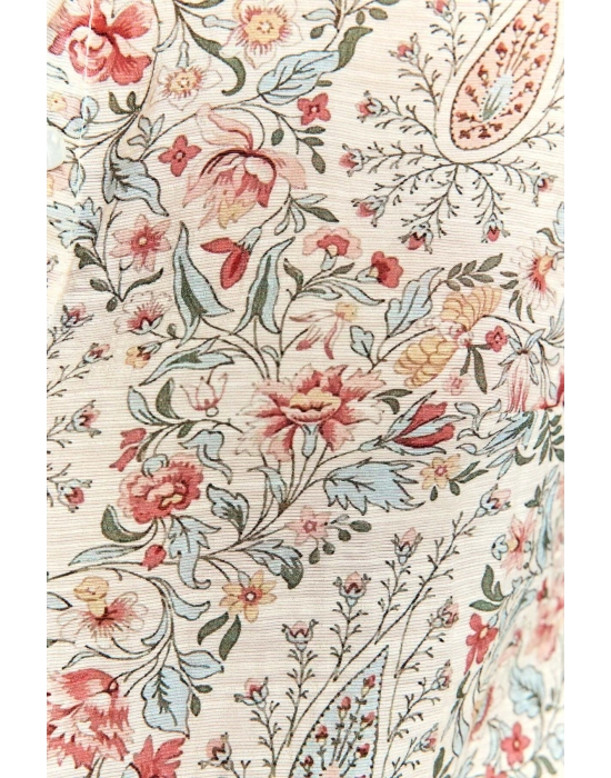 Şal Desen Kolu Katlamalı Gömlek - Pembe