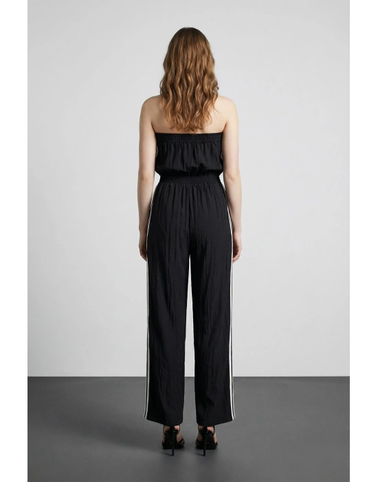 Şerit Detaylı Tulum Siyah