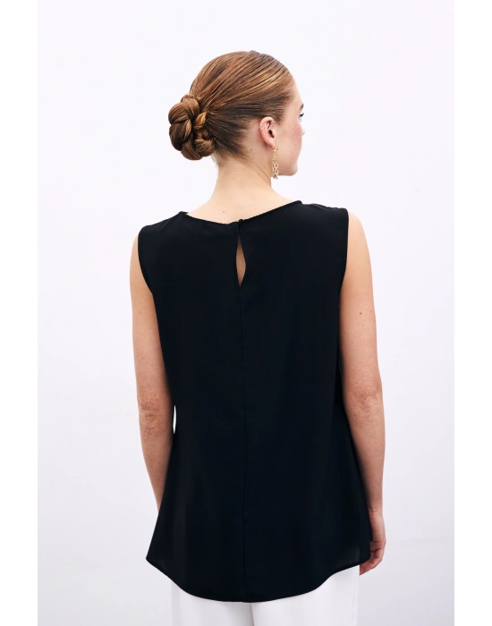 Tek Omuz Detaylı Bluz - Siyah