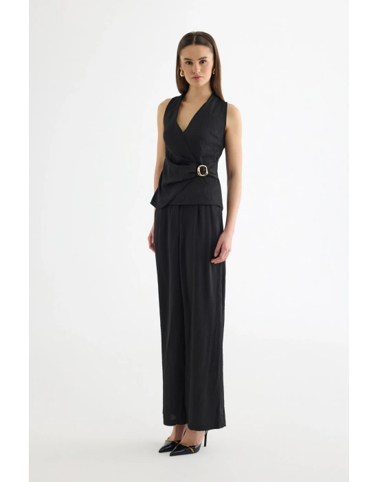 Toka Aksesuarlı Anvelop Bluz Siyah