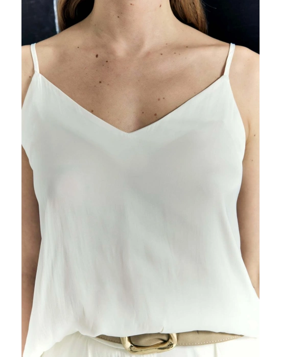 Tosca Askılı Bluz - Ekru