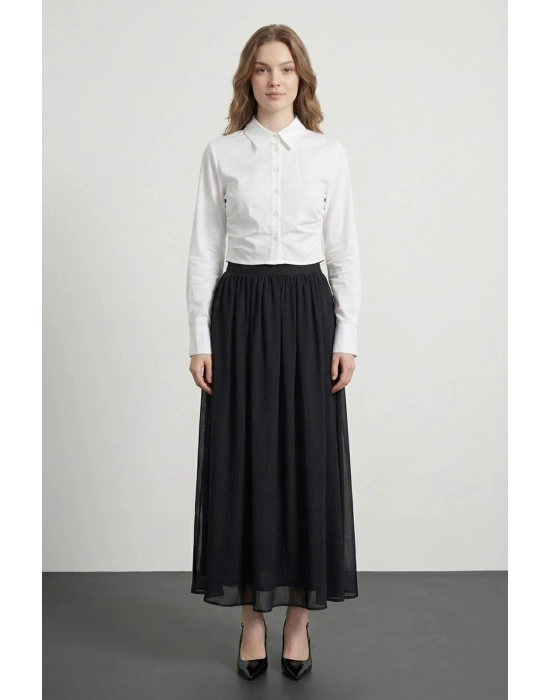 Vatkalı Crop Gömlek Ekru