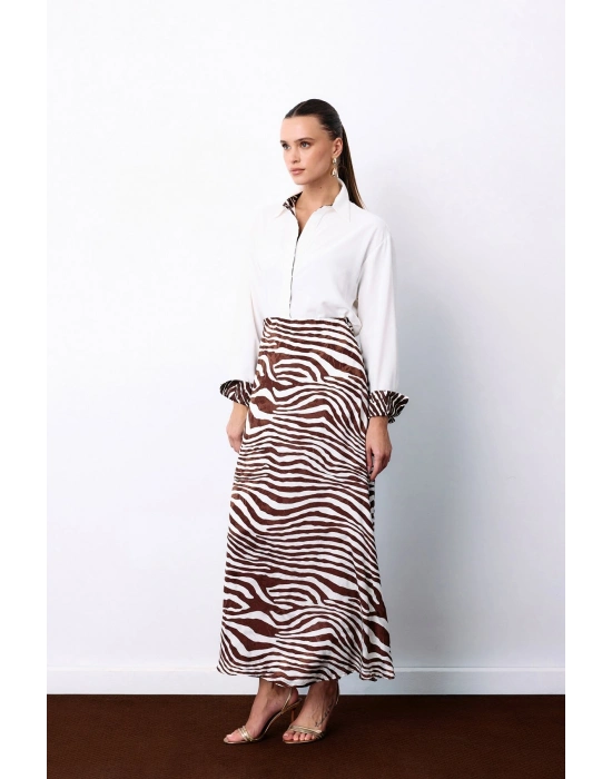 Zebra Desen Etek - Kahve