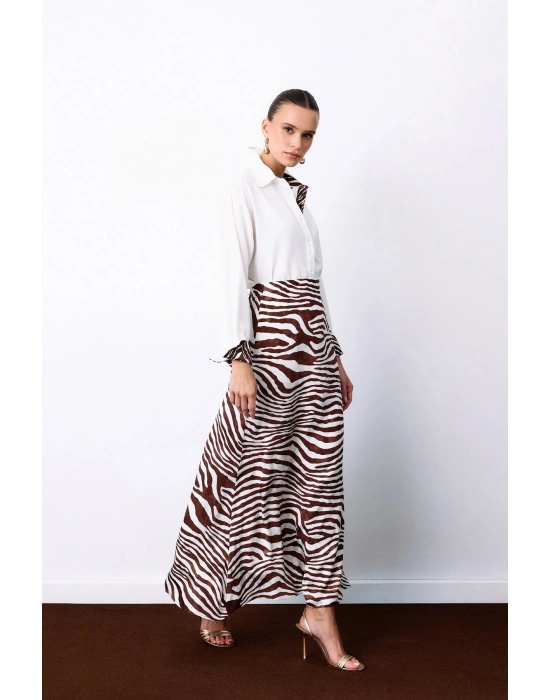 Zebra Desen Etek - Kahve