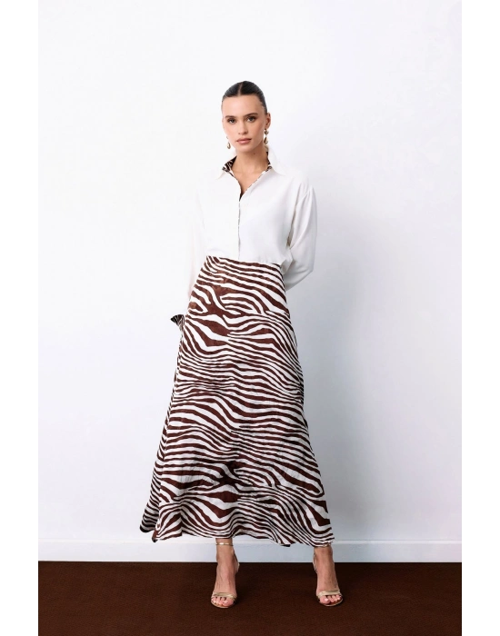 Zebra Desen Etek - Kahve