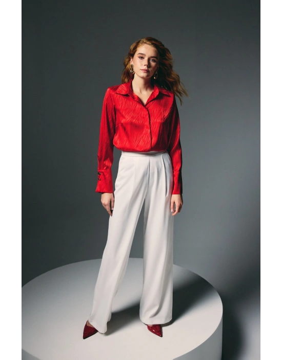 Zebra Desenli Gömlek - Kırmızı