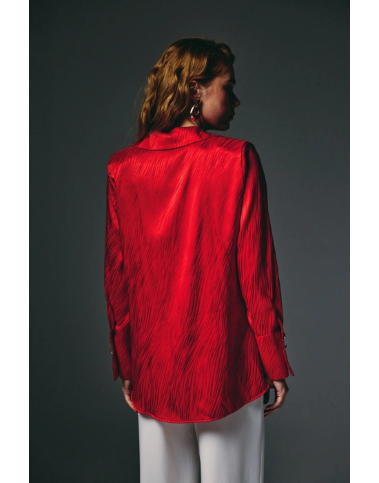 Zebra Desenli Gömlek - Kırmızı