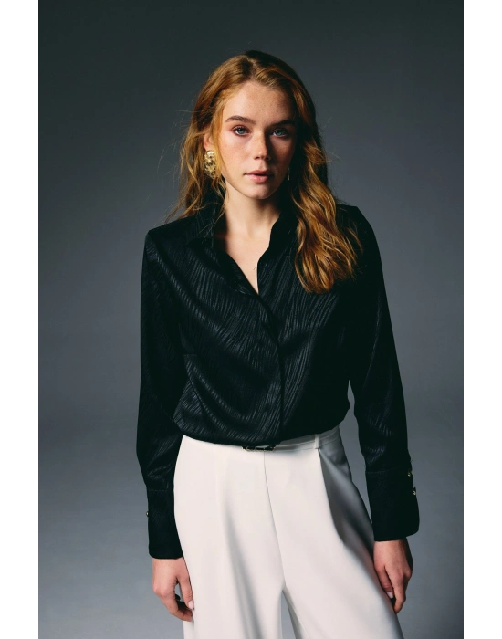 Zebra Desenli Gömlek - Siyah