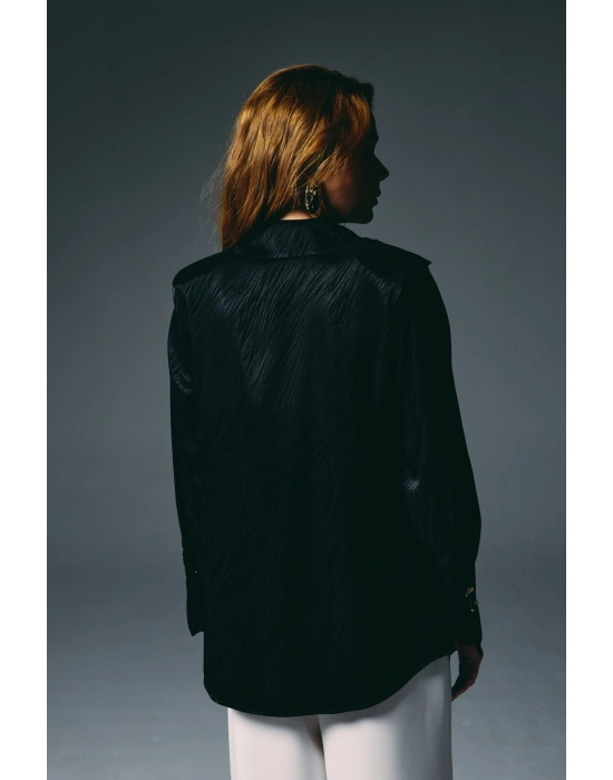 Zebra Desenli Gömlek - Siyah