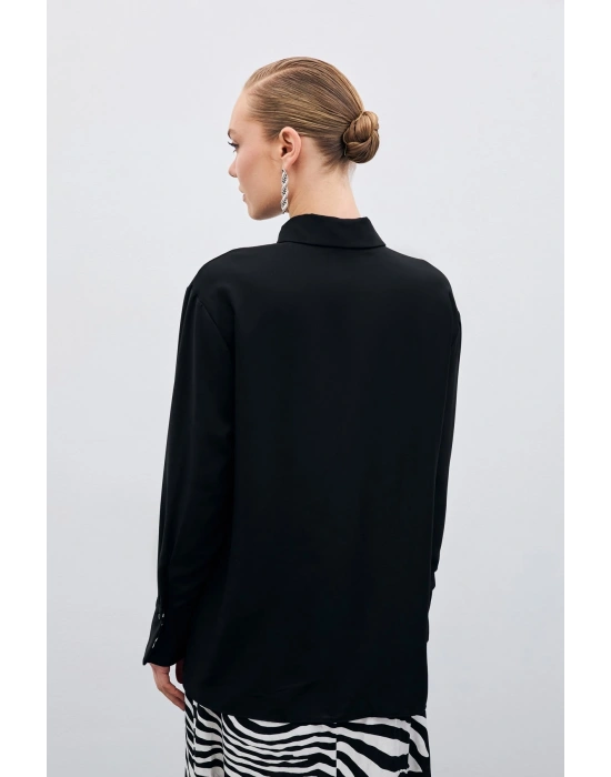 Zebra Desenli Klasik Gömlek - SİYAH