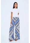 Kadın geniş paça desenli pantolon