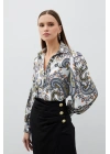 Kadın 1447-2036 Çiçek Desen Jakarlı Gömlek Siyah