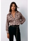 Leopar Desenli Gömlek - Camel
