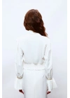 Kol Aksesuar Detaylı Bluz - Ekru