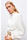 Kol Aksesuar Detaylı Bluz - Ekru