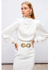 Kol Aksesuar Detaylı Bluz - Ekru