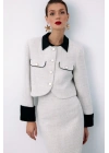 Kontrast Kısa Tüvit Ceket - Taş