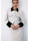 Kontrast Kısa Tüvit Ceket - Taş
