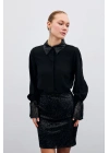 Payet Detaylı Gömlek - Siyah