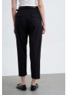 Kemerli Keten Siyah Pantolon