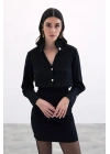Çıt Çıt Detaylı Gömlek - Siyah