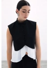 Kontrast Kısa Ceket - Siyah