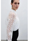 Kendinden Desenli Gömlek - Ekru