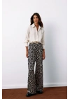 Yüksek Bel Leopar Pantolon - SİYAH