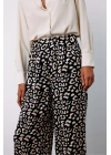 Yüksek Bel Leopar Pantolon - SİYAH