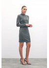 Parlak Kısa Elbise - Antrasit